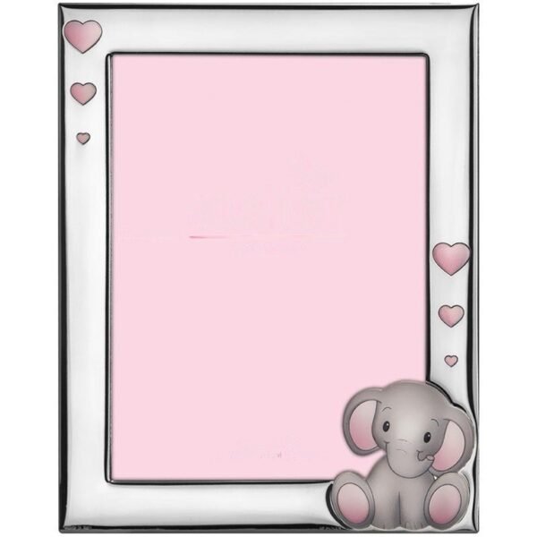 Cornice Portafoto Atelier Baby Rosa In Argento 925 Con Elefantino