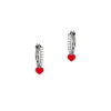 Orecchini Bimba Nanan In Argento 925 A Cerchietto Con Zirconi E Cuore Pendente Rosso