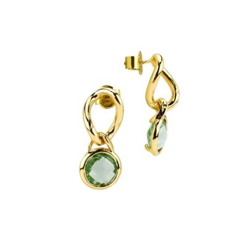 Orecchini Donna Boccadamo In Bronzo Placcato Oro Giallo E Cristallo Verde Ametista 3 - Verre Gioielli Orecchini Donna Boccadamo In Bronzo Placcato Oro Giallo E Cristallo Verde Ametista