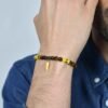 Bracciale Uomo Elastico Luca Barra Con Pietre Gialle E Occhio Di Tigre E Cornetto 2 Verre Gioielli - l'istituzione del gioiello