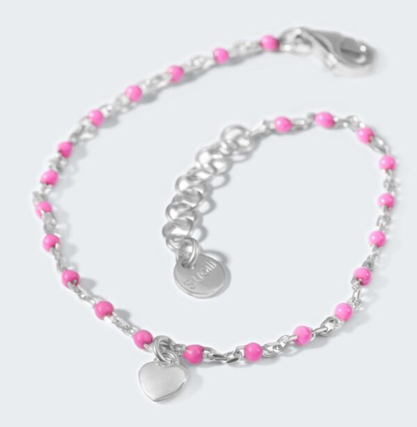 Bracciale Bambina Stroili In Argento 925 E Perline Rosa Con Cuore 2 Verre Gioielli - l'istituzione del gioiello