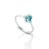 Anello Donna PG Gioielli In Oro Bianco 18 Kt Con Diamanti 0.024 Ct E Acquamarina 0.77 Ct