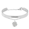 Bracciale Donna Bangle Stroili In Acciaio Con Quadrifoglio E Zirconi Bianchi
