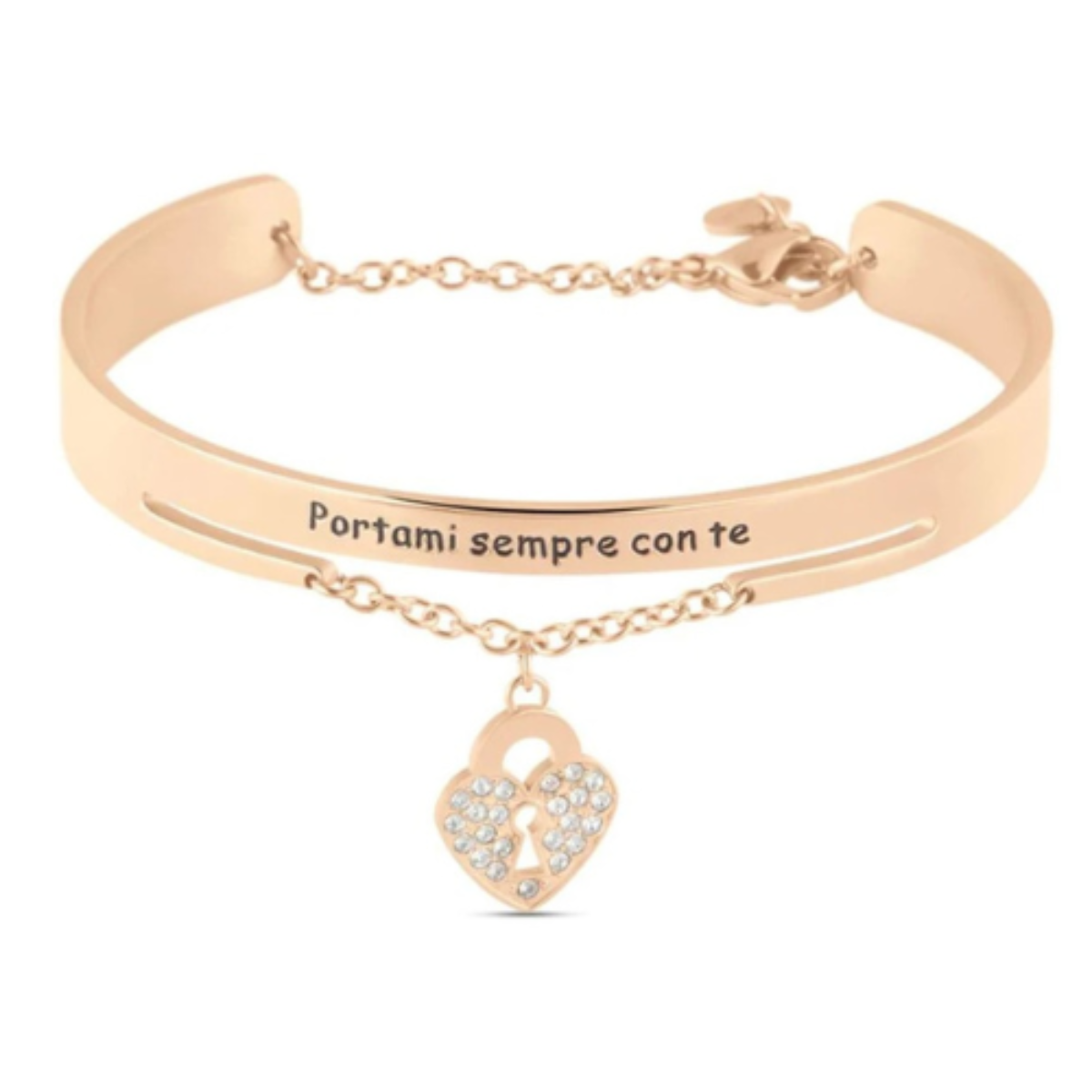 Bracciale Bangle In Acciaio Oro 18K Con Cristalli E Animaletti Carini | Gioiello Regalo Per Ragazze