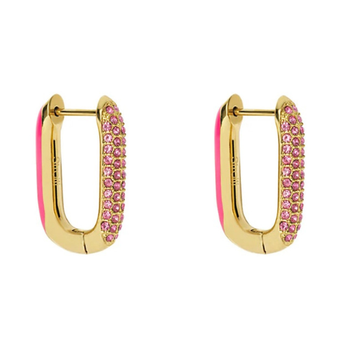 Orecchini Donna Stroili In Acciaio Dorato Con Zirconi Rosa E Smalto Rosa