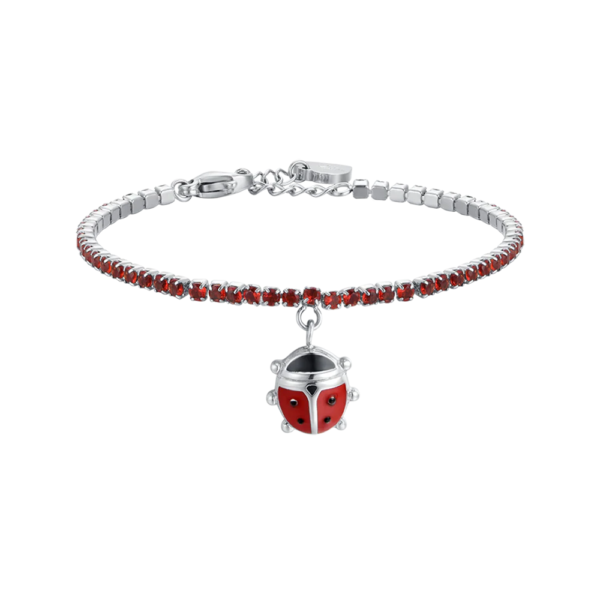 Bracciale Bimba Tennis Luca Barra Con Cristalli Rossi E Coccinella