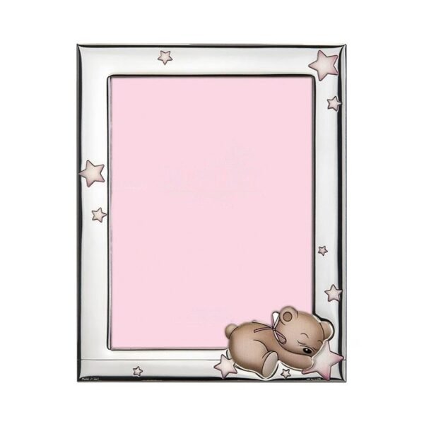 Cornice Portafoto Atelier Baby Rosa In Argento 925 Con Orsetto 3 - Verre Gioielli Cornice Portafoto Atelier Baby Rosa In Argento 925 Con Orsetto