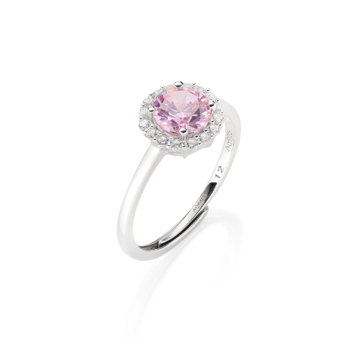 Anello Donna Amen In Argento 925 Con Zirconi Bianchi E Rosa 3 - Verre Gioielli Anello Donna Amen In Argento 925 Con Zirconi Bianchi E Rosa
