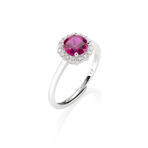 Anello Donna Amen In Argento 925 Con Zirconi Bianchi E Rosso 3 - Verre Gioielli Anello Donna Amen In Argento 925 Con Zirconi Bianchi E Rosso