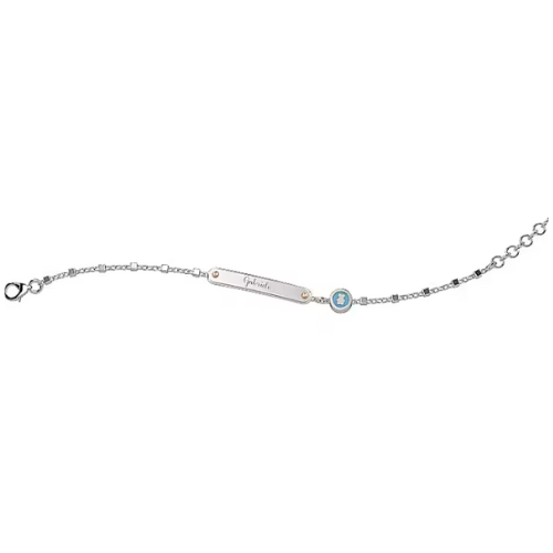 Bracciale Baby Nanan In Argento 925 Con Targa E Orsetto Celeste