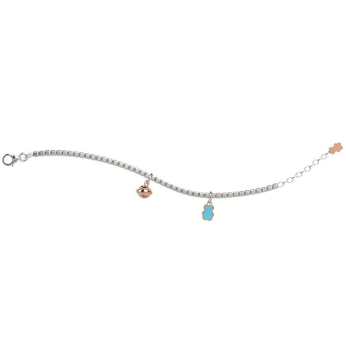 Bracciale Bambino Nanan In Argento 925 Con Campanellino E Orsetto Smaltato Turchese 3 - Verre Gioielli Bracciale Bambino Nanan In Argento 925 Con Campanellino E Orsetto Smaltato Turchese