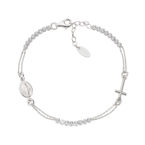 Bracciale Donna Amen Rosario In Argento 925 Con Zirconi Bianchi 3 - Verre Gioielli Bracciale Donna Amen Rosario In Argento 925 Con Zirconi Bianchi