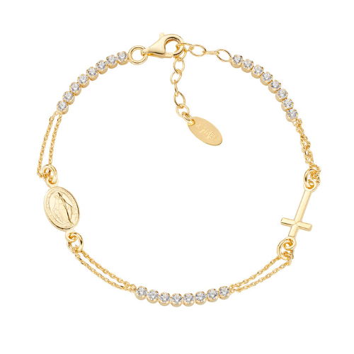 Bracciale Donna Amen Rosario In Argento 925 Dorato Con Zirconi Bianchi 3 - Verre Gioielli Bracciale Donna Amen Rosario In Argento 925 Dorato Con Zirconi Bianchi