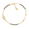 Bracciale Donna Amen Rosario In Argento 925 Dorato Con Zirconi Neri