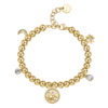 Bracciale Donna Chakra Brosway Con Sfere In Acciaio Dorato Con Sole E Luna E Cristalli Bianchi Pendenti