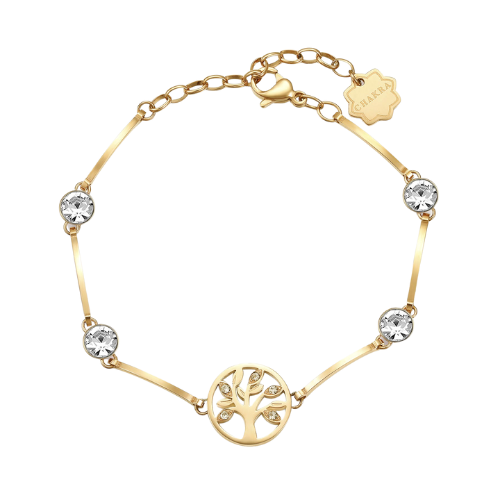 Bracciale Donna Chakra Brosway In Acciaio Dorato Con Albero Della Vita E Cristalli Bianchi