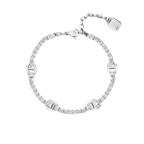 Bracciale Donna In Acciaio Con Cubic Zirconia Bianchi E Lucchetto