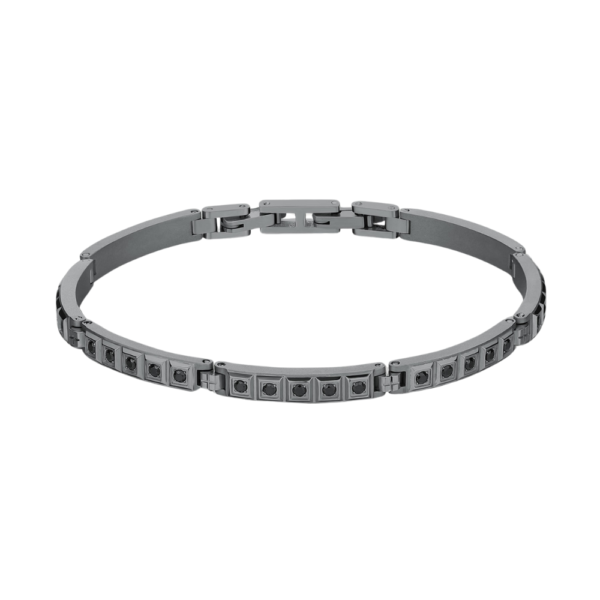 Bracciale Uomo Brosway Tennis Rigido In Acciaio Nero E Zirconi Neri