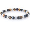 Bracciale Elastico Uomo Gerba Con Occhio Di Tigre E Ematite Con Argento 925 E Zirconi Blu 2 - Verre Gioielli Bracciale Elastico Uomo Gerba Con Occhio Di Tigre E Ematite Con Argento 925 E Zirconi Blu