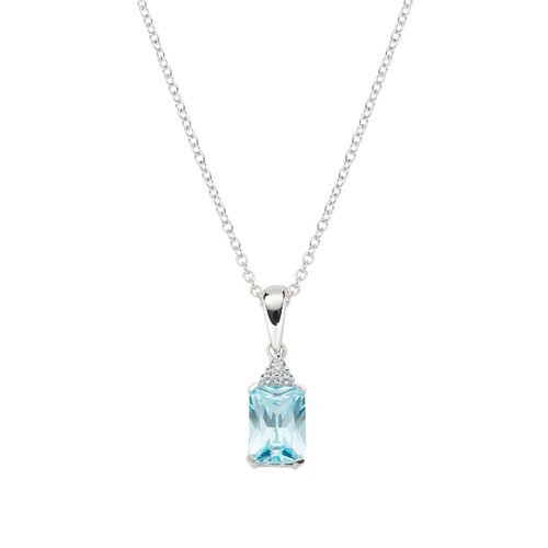 Collana Donna Amen In Argento 925 Con Zirconi Bianchi E Acqua Marina