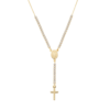 Collana Donna Amen Rosario In Argento 925 Dorato Con Zirconi Bianchi