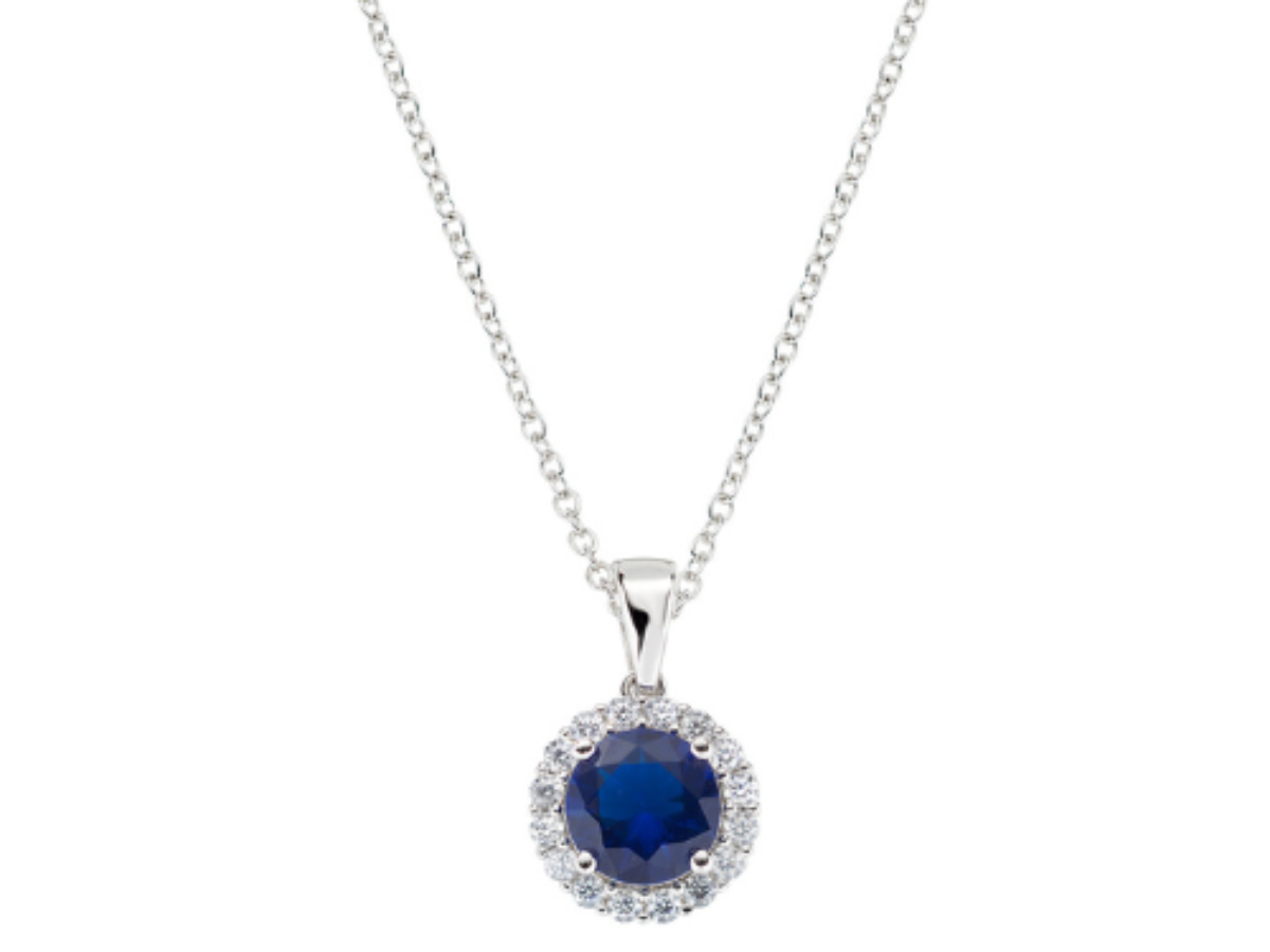 Collana Donna Amen In Argento 925 Con Zirconi Bianchi E Blu - Verre Gioielli