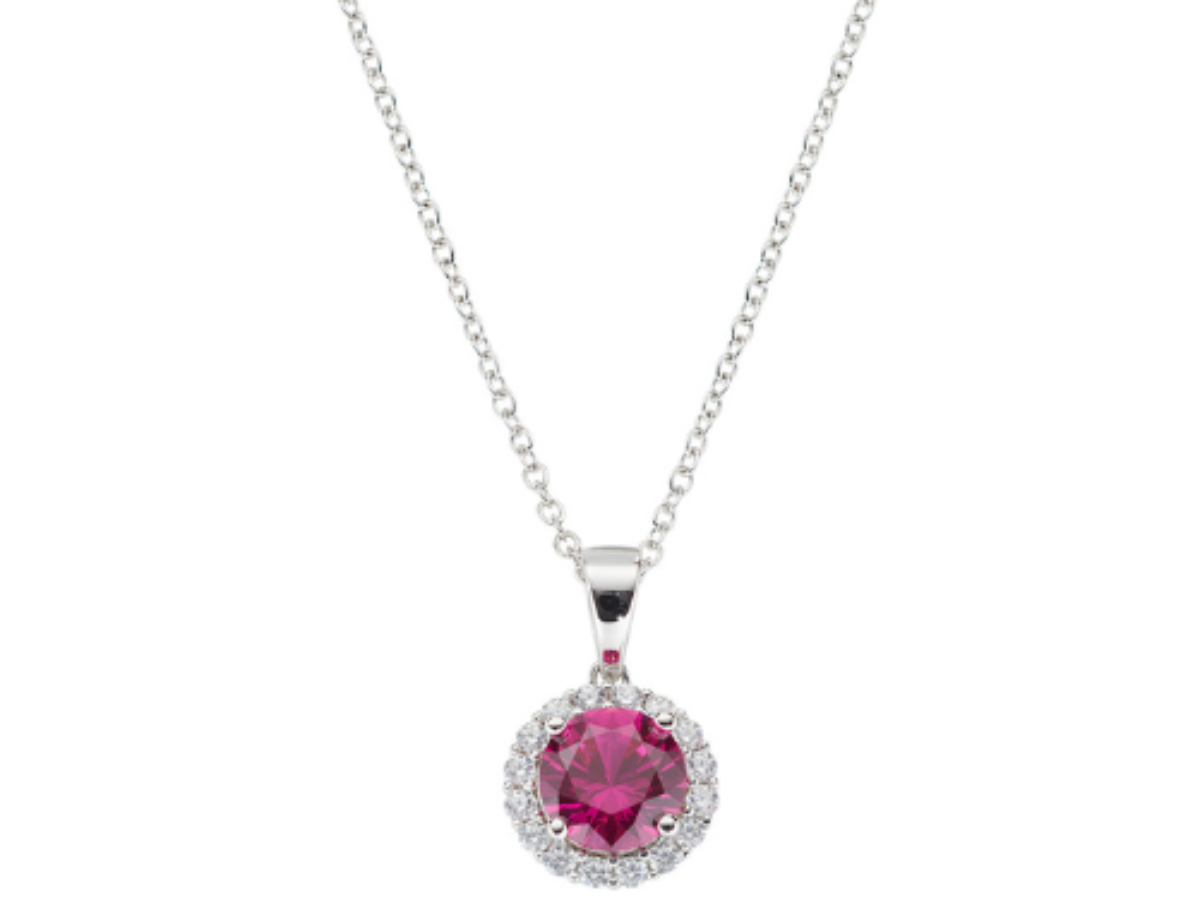 Collana Donna Amen In Argento 925 Con Zirconi Bianchi E Rosso - Verre Gioielli