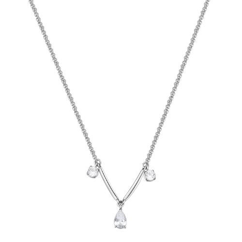 Collana Donna Brosway Affinity In Acciaio E Cubic Zirconia Bianchi Pendenti