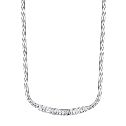 Collana Donna Brosway Desideri In Acciaio Snake E Cubic Zirconia Bianchi 3 - Verre Gioielli Collana Donna Brosway Desideri In Acciaio Snake E Cubic Zirconia Bianchi