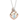 Collana Donna Chiama Angeli Nanan Con Cuore Lucchetto In Argento 925 Rosato Con Orsetto Celeste