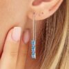 Mono Orecchino Saliscendi Donna Brosway In Argento 925 Con Cubic Zirconia Blu Fancy 2 Verre Gioielli - l'istituzione del gioiello
