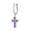 Mono Orecchino Donna Brosway A Croce In Argento 925 Con Cubic Zirconia Viola Quadrati Fancy