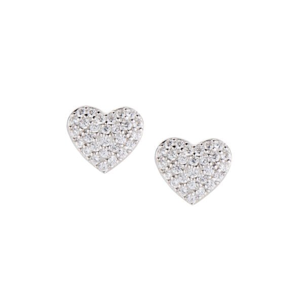 Orecchini Donna Amen In Argento 925 A Cuore Con Pavè Di Zirconi Bianchi