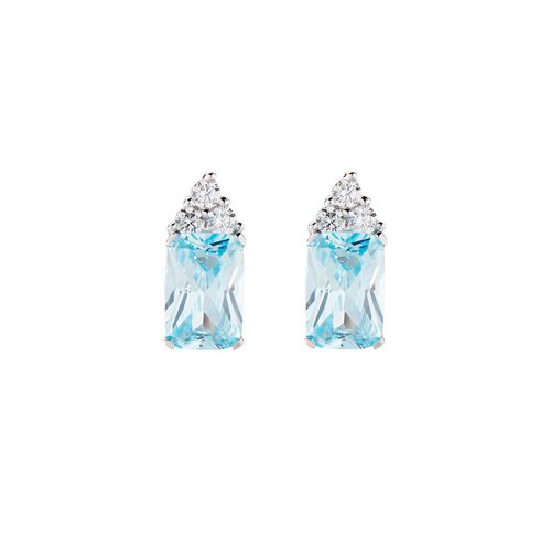 Orecchini Donna Amen In Argento 925 Con Zirconi Bianchi E Acqua Marina 3 - Verre Gioielli Orecchini Donna Amen In Argento 925 Con Zirconi Bianchi E Acqua Marina