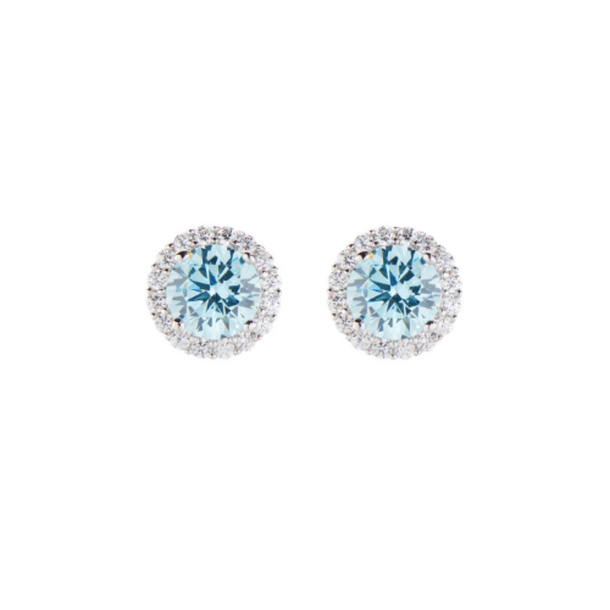 Orecchini Donna Amen In Argento 925 A Cuore Con Zircone Acquamarina E Bianchi