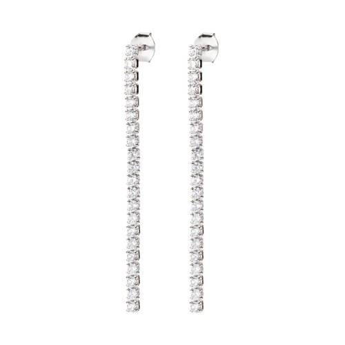 Orecchini Donna Amen Tennis Pendenti In Argento 925 E Zirconi Bianchi