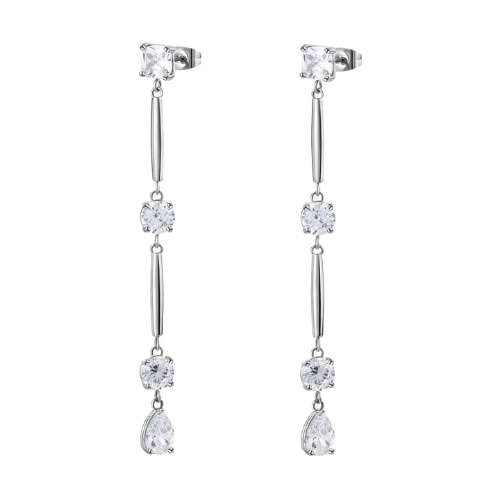 Orecchini Donna Brosway Affinity In Acciaio E Cubic Zirconia Bianchi Pendenti 3 - Verre Gioielli Orecchini Donna Brosway Affinity In Acciaio E Cubic Zirconia Bianchi Pendenti