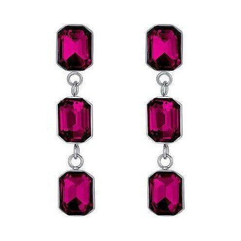 Orecchini Donna Luca Barra In Acciaio Con Cristalli Fucsia Pendenti 3 - Verre Gioielli Orecchini Donna Luca Barra In Acciaio Con Cristalli Fucsia Pendenti