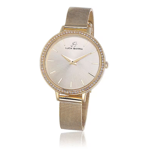 Orologio Donna Luca Barra In Acciaio Dorato E Cristalli Solo Tempo Al Quarzo 3 - Verre Gioielli Orologio Donna Luca Barra In Acciaio Dorato E Cristalli Solo Tempo Al Quarzo