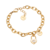 Bracciale Donna Liu Jo In Acciaio Dorato Con Cuore Lucchetto E Zircone Bianco