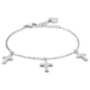 Bracciale Donna Luca Barra In Acciaio Con Croci E Cristalli Bianchi