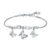 Bracciale Donna Luca Barra In Acciaio E Farfalle Con Cristalli Bianchi