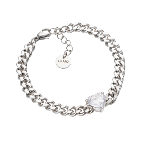 Bracciale Rolò Donna Liu Jo In Acciaio E Zircone Bianco A Cuore 3 - Verre Gioielli Bracciale Rolò Donna Liu Jo In Acciaio E Zircone Bianco A Cuore