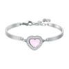 Bracciale Semi Rigido Donna Luca Barra In Acciaio Con Cristalli Rosa A Cuore E Cristalli Bianchi