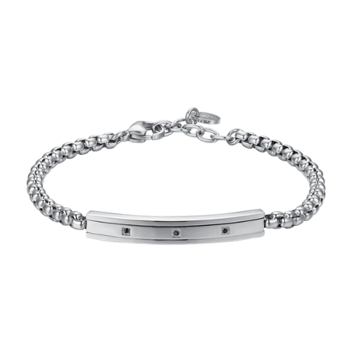 Bracciale Uomo Luca Barra In Acciaio E Cristalli Neri 3 - Verre Gioielli Bracciale Uomo Luca Barra In Acciaio E Cristalli Neri