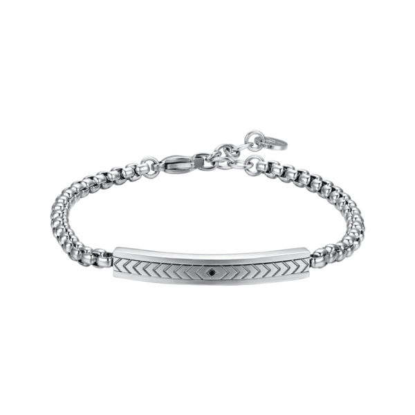 Bracciale Uomo Luca Barra In Acciaio E Cristallo Nero