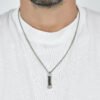 Collana Uomo Luca Barra In Acciaio Con Cristalli Neri E Elemento Pendente 1 Verre Gioielli - l'istituzione del gioiello