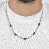Collana Uomo Luca Barra In Acciaio Con Ip Nero E Silver 1 Verre Gioielli - l'istituzione del gioiello