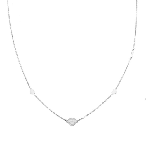 Collana Donna Liu Jo In Acciaio Silver Con Cuori E Zirconi Bianchi