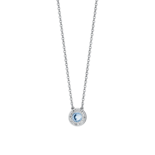 Collana Donna Luca Barra In Acciaio Con Cristallo Acquamarina E Zirconi Bianchi 3 - Verre Gioielli Collana Donna Luca Barra In Acciaio Con Cristallo Acquamarina E Zirconi Bianchi